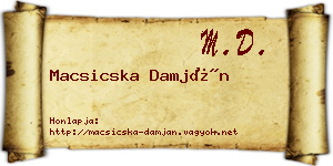 Macsicska Damján névjegykártya